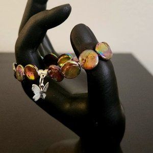 Mother of Pearl Bronze 11mm Stretchy Bracelet